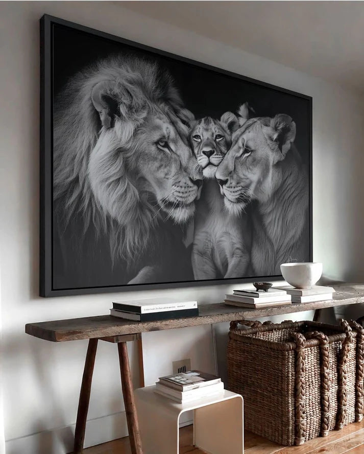 Black and white Lion Family