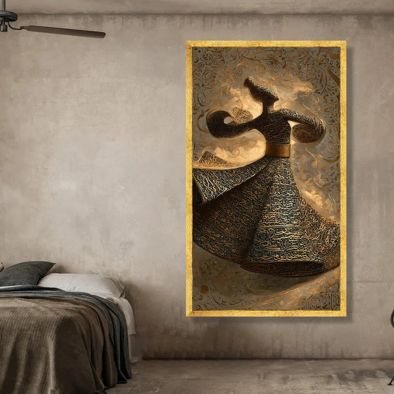 Whirling Dervish Canvas, Sufi Dance Art