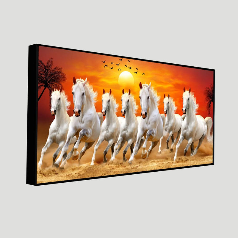 Seven Horses Running at Sunrise Premium Wall Art