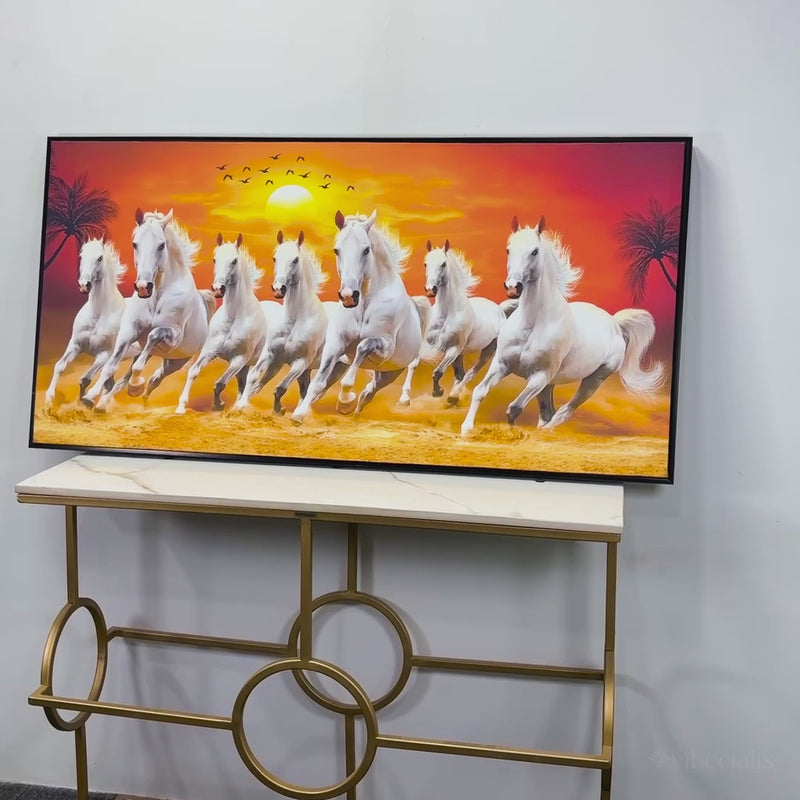 Seven Horses Running at Sunrise Premium Wall Art