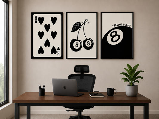 8 Ball Retro Black Decor