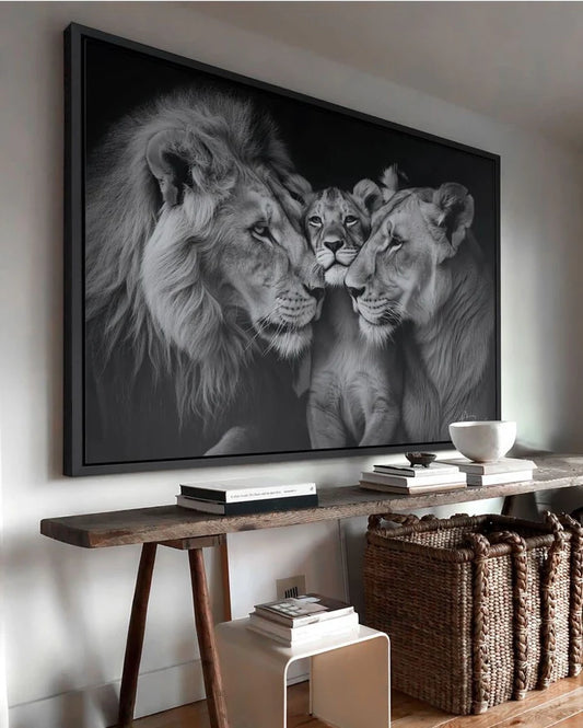 Black and white Lion Family