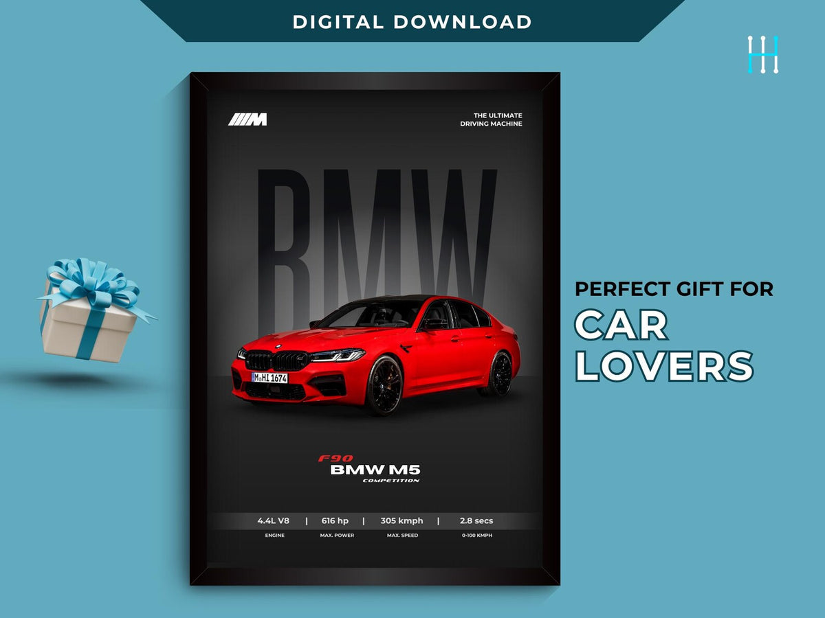 BMW M5 Poster  : Luxury SUV Car Lover Print.