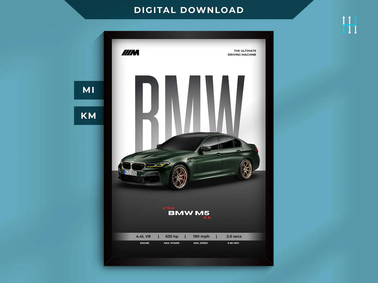 BMW M5 Poster  : Luxury SUV Car Lover Print.