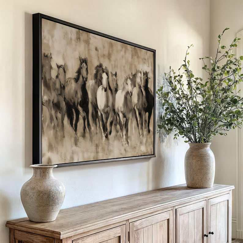 Running Horse Print Desert Landscape