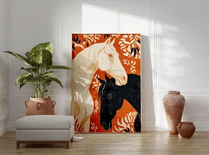 Horse Art Poster, Modern Equestrian Wall Art