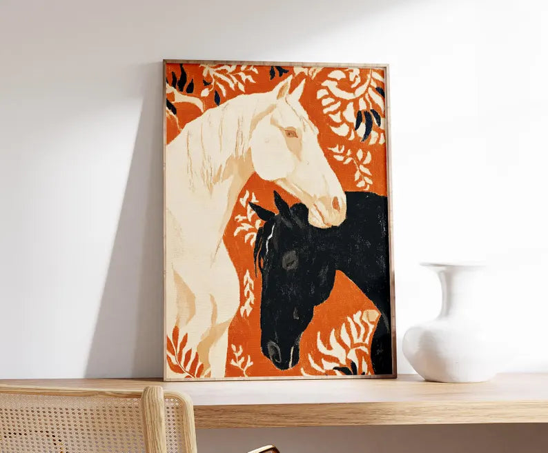 Horse Art Poster, Modern Equestrian Wall Art