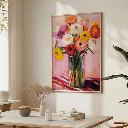 Colorful Ranunculus Still Life Print