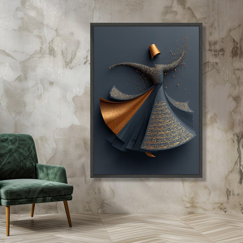 Whirling Dervish Canvas, Sufi Dance Art