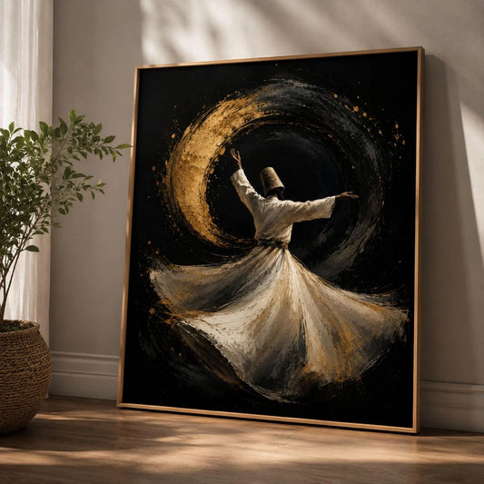 Sufi Whirling Dervish Wall Art — Modern Islamic Minimalist Painting
