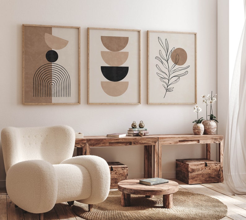 Neutral Beige Geometric Wall Art