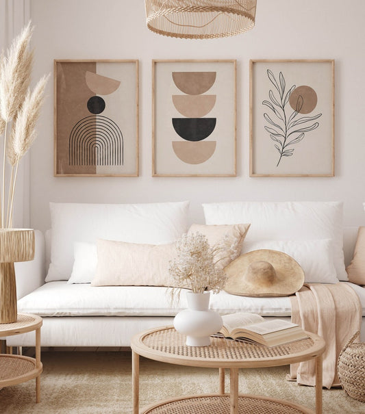 Neutral Beige Geometric Wall Art