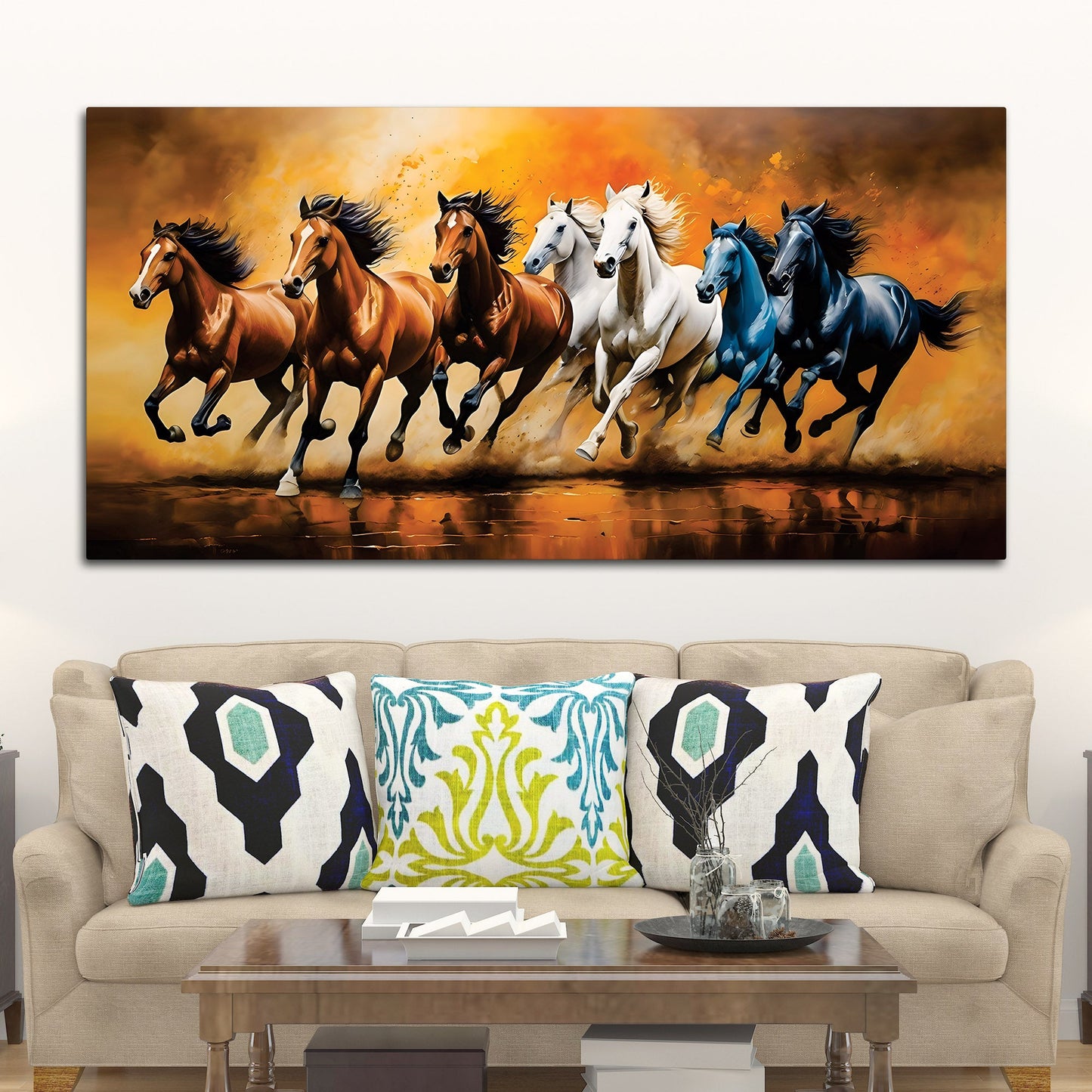 Scenic view of Seven Horses Running